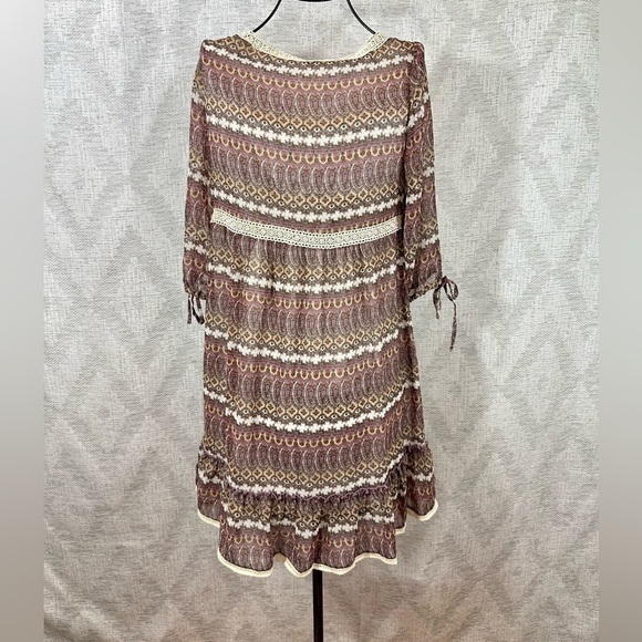 olive des olive 3/4 sleeve paisley boho dress size M - Picture 9 of 13